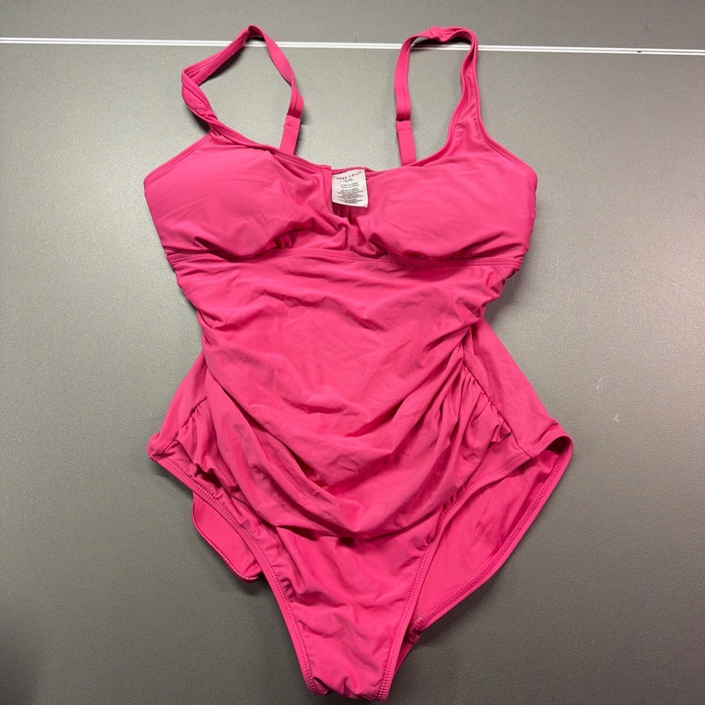 Anne Cole Pink Ruched One Piece Swimsuit‎ Adjustable Straps Large 103658